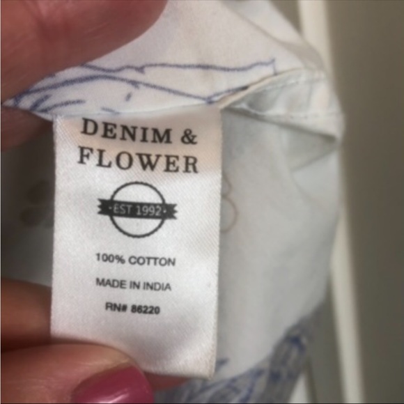 Denim & Flower Men’s Short Sleeve Hawaiian Button Down Shirt  Slim Fit  Size L - Picture 5 of 7